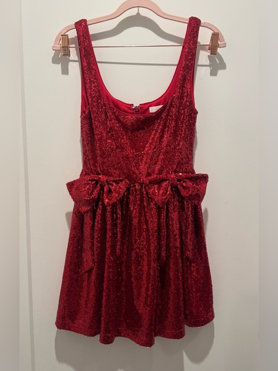 Lush Dresses & Skirts - Lush Red Sequin Bow Waist Party Dress